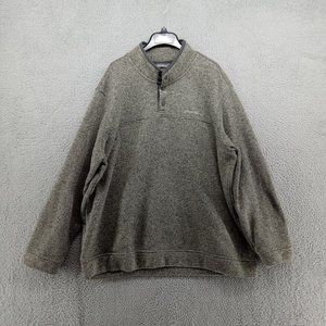 Eddie Bauer Sweater Mens XXL Gray Heather Knit Pullover Button Snap Fleece‎